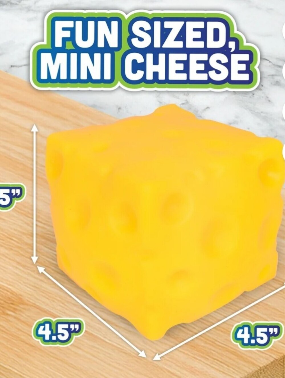Mini Cheese Squishy - Bright Yellow Cube